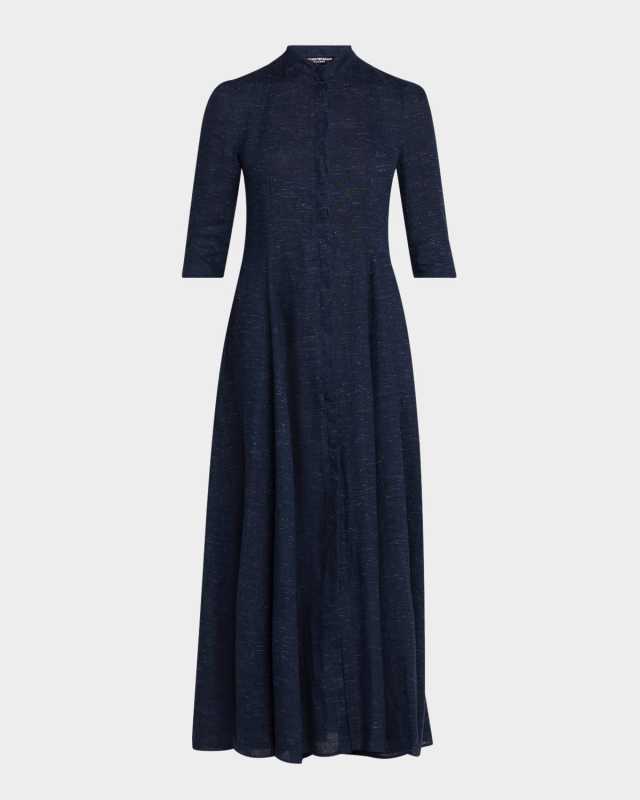 Button-Down Linen Chambray Maxi Dress